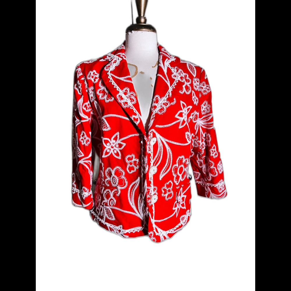 Draper's & Damon's Blazer Size 16 Vintage 90's Embroidered Cottagecore Coquette